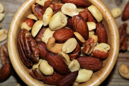 mixed nuts in bowl close up