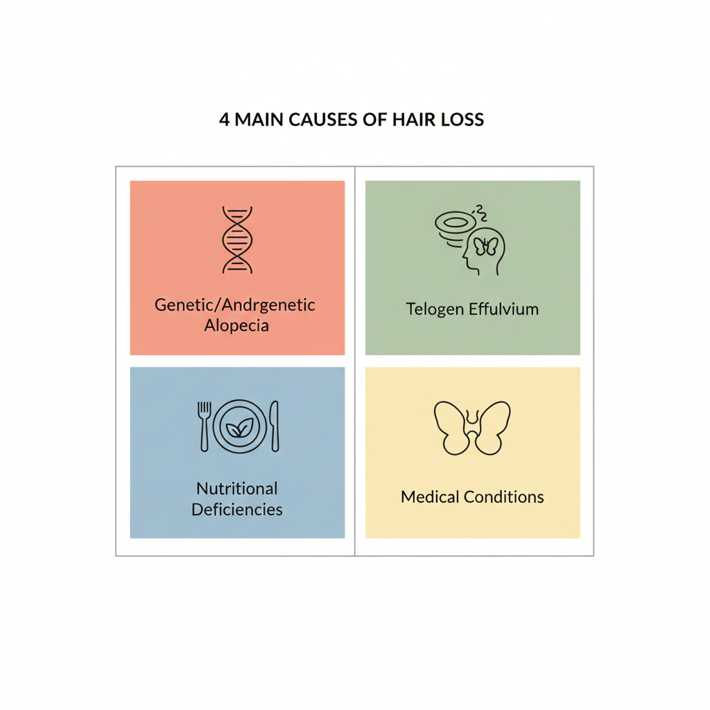 10 Natural Remedies for Hair Loss That Actually Work (According to Dermatologists) 1 Natural remedies for hair loss including rosemary oil, pumpkin seeds, biotin supplements and aloe vera arranged on marble surface